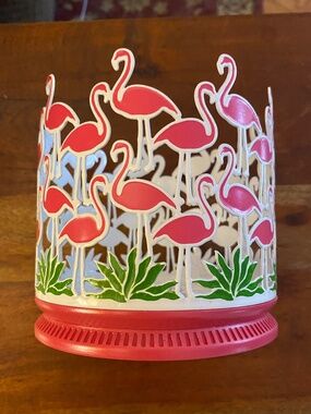 Gently used Bath & Body Works 3-Wick 14.5 oz Candle Sleeve Holder FLAMINGO FLOCK